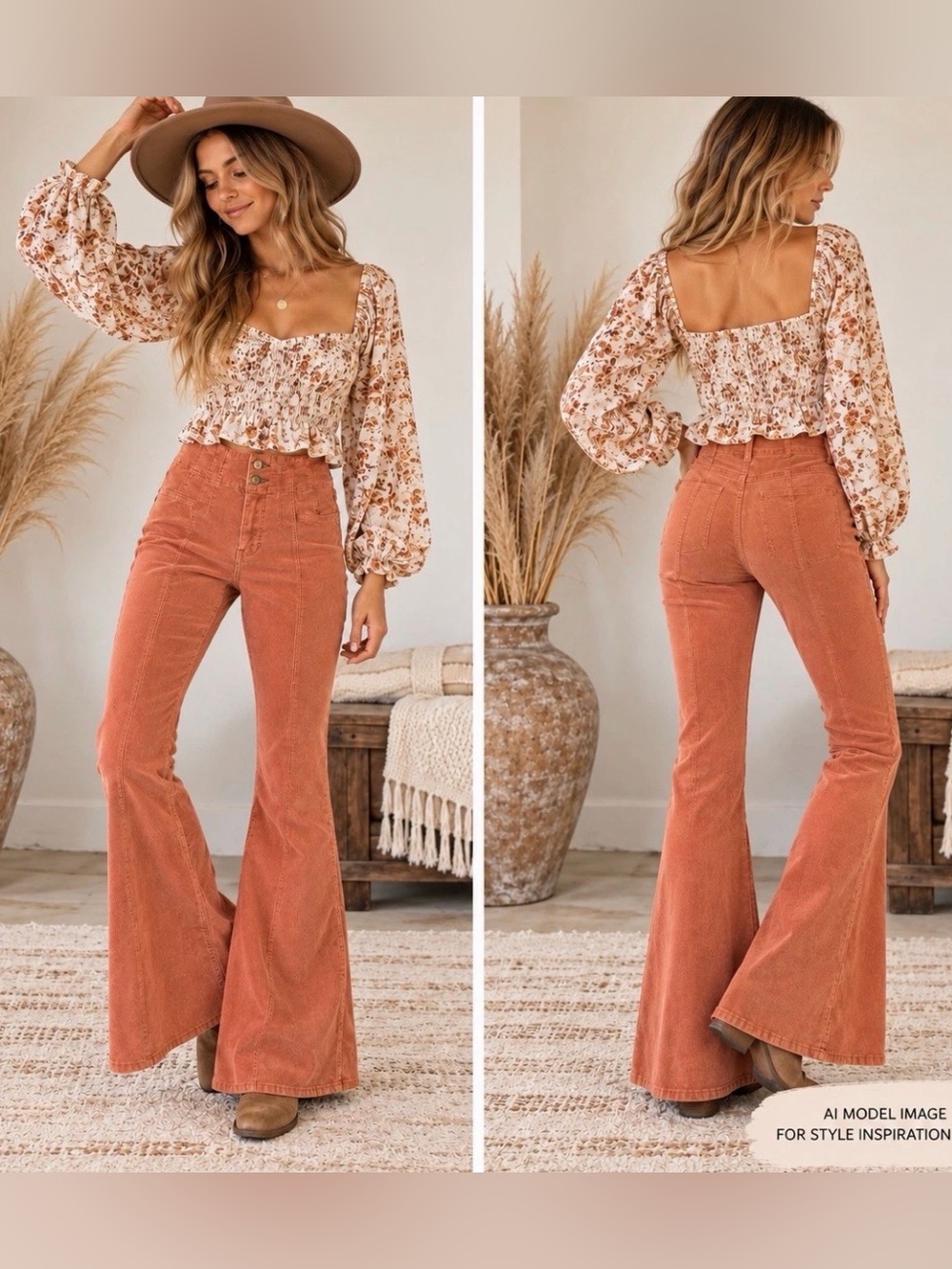 Free People We The Free Jayde Corduroy Flare Pants Women’s 28 Rust Orange